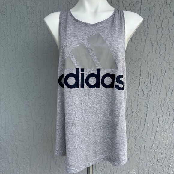 Adidas Logo Racerback Tee Gray M EUC - Picture 1 of 5